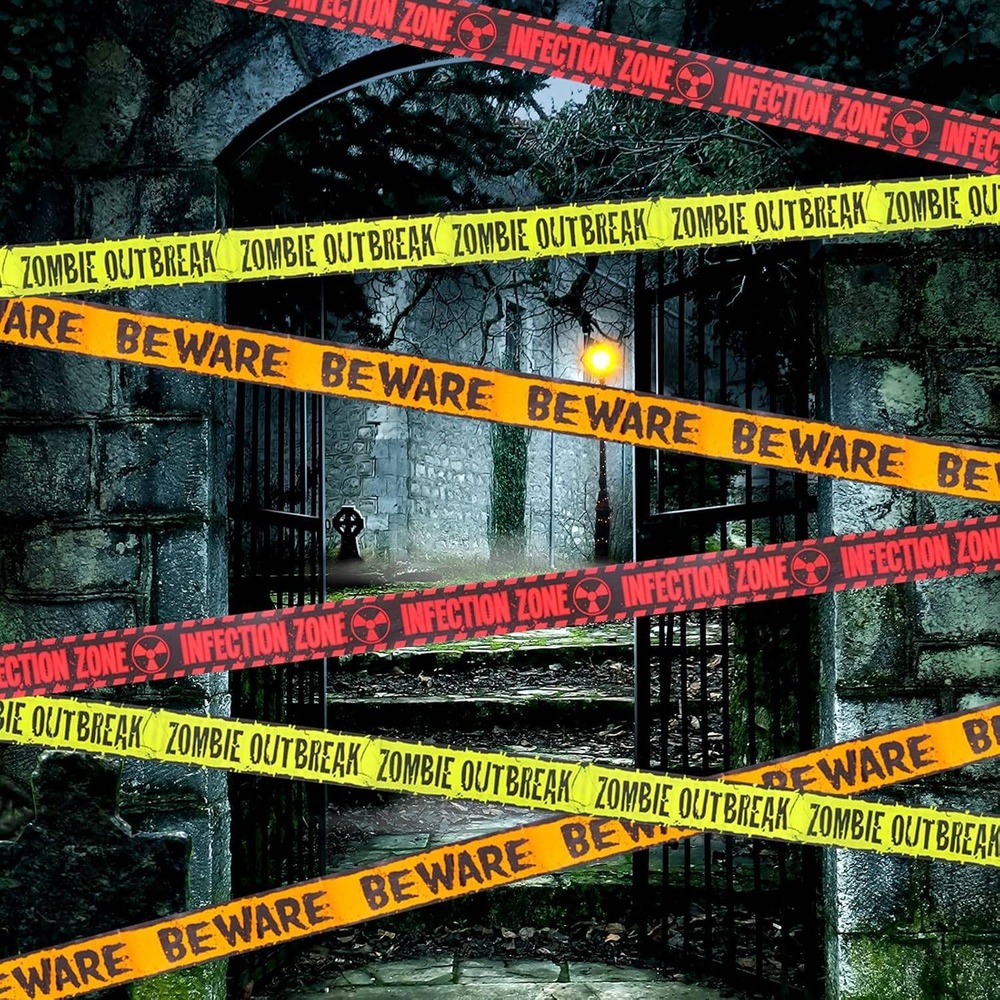 Halloween Zombie Outbreak Infection Zone Beware Party Decoration Tape-4 Packages